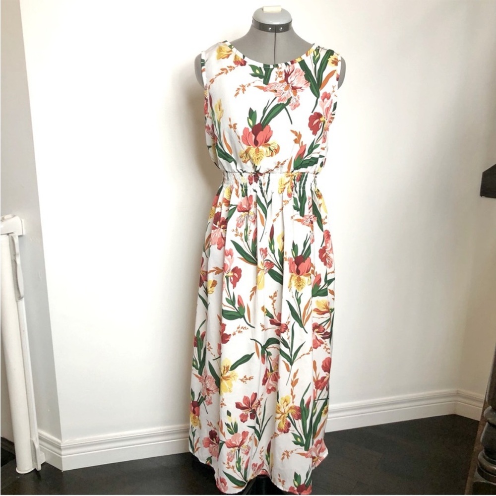 SHEIN Pink and Green Sleeveless Maxi Sundress